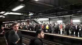 Commuters crowd Liverpool Street station during morning rush hour