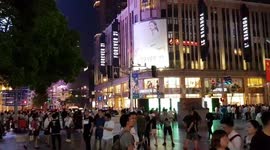 Rush night in Nanjing street in Shanghai, China