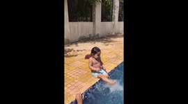So satisfying - Baby girl enjoying in pool