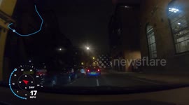 Terrifying Moment a Speeding Driver Avoids Head On Collision.