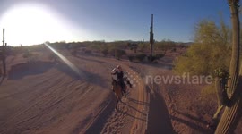 Drone footage of Archer on horseback