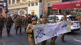 NYC: WWI Re-Enactors March in Veterans Day Parade