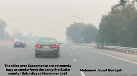 Sacramento in hazy of smoke from butte county