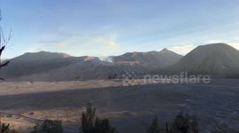 Mount Bromo starts smoking