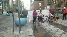 National ADAPT organization took the streets of downtown 16th st mall for their 'free our people's march' . people with disabilities and on wheelchairs chanting 'our home, not nursing home'