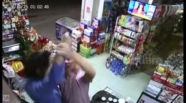 Shop owner beats up man trying to rob him with knife