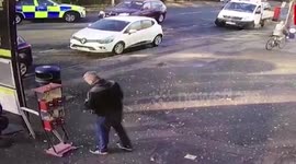 Police confront man waving ‘samurai sword’ on a street in broad daylight