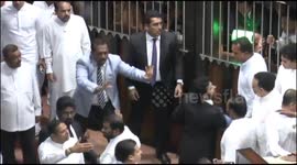 Dozens injured as Sri Lankan parliament erupts into indoor brawl