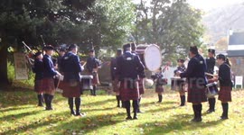 Scottish Pipers on the Dunkeld Decorated Wheelbarrow Day