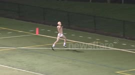 Streaker slips up at college football game