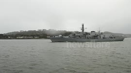 hms portland leaving plymouth devon