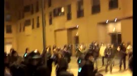 Violent clashes between police and protesters in Burgos, Spain