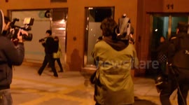 Violent clashes between police and protesters in Burgos, Spain