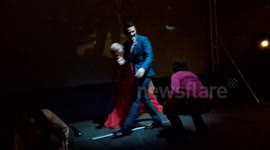 Wedding day dancing stage faceplant!