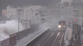 Dawlish railway line hit by storm surge