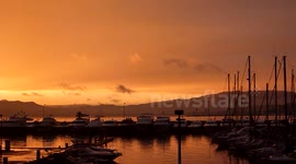 Incroyable couleur du ciel sur la Croisette à Cannes, Alpes-Maritimes, PACA, France - sans trucage - Sunset, real colours, no special effects