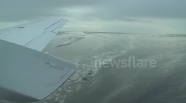 Flight over Holuhraun volcano in Iceland
