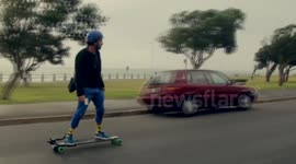 Commuting to work on an electric skateboard in Cape Town