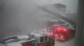 Firefighters arrive to tackle Pennsylvania blaze in thick snowfall #8