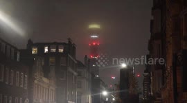 Fog hits London, obscuring the top of the BT Tower
