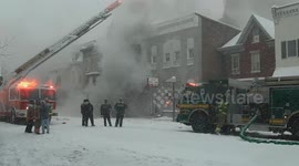 Fire crews tackle massive commercial building fire in the midst of Pennsylvania snow storm