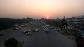 Busy City Busy Life And Beautiful Sunset