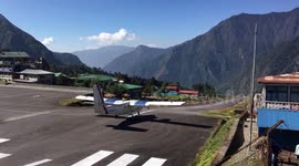 Takeoff from one of the most dangerous airports in the world filmed in Nepal