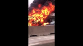 Truck goes up in flames on Interstate 45