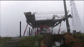 Cyclone Gaja wrecks large tin-roofed structure in southern India