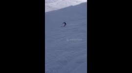 Funny video of Girl falling down when she is skiing.