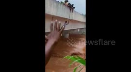 Villagers rescue man caught in flash flood in southern India