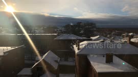 Snowy November sunset in Portland, Maine