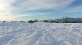 flying a drone in a snow covered town in British Columbia, Canada