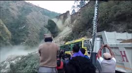 Giant boulder collapses on already blocked road in north India