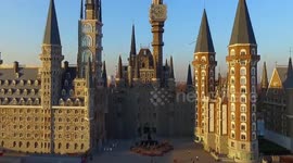Spectacular drone footage of 'Chinese Hogwarts' built at art university