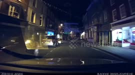 Cyclist tries to hit a car head on