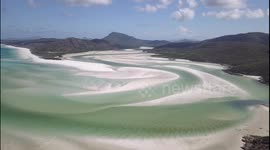 Whitsunday Islands - Whitehaven Beach at Low Tide - Drone Footage (Long)