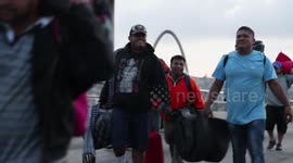 Footage shows Honduran migrants making the long walk towards US-Mexico border