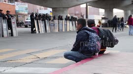 Mexican federal police providing security for the Honduran migrants.