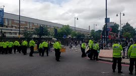Police officers under attack at protest in London