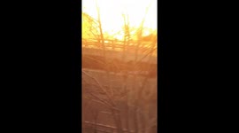 Burning car carrying gas cylinders explodes on Russian road