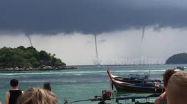 Incredible quadruple waterspout amazes tourists on remote Thai island