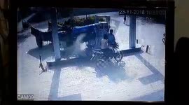 Two men escape after speeding tractor rams into petrol pump