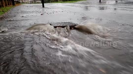 Drain bursts from heavy downpour in Bristol