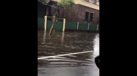 Cars drive on flooded roads as torrential rain lashes Sydney