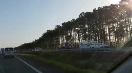 Convoy of 15 fire trucks en route to battle  Queensland Fires