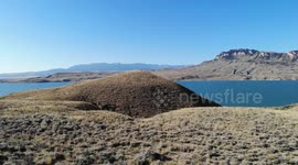 Flying on valley and lake