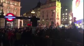 Inter fans at Piccadilly Circus in London Champions League game Tottenham vs Inter