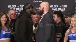Deontay Wilder and Tyson Fury clash during heated exchange in LA