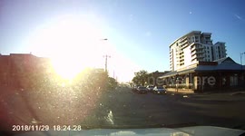 Girl under the influence walks in to traffic on purpose, norrowly misses being hit by cars. Mandurah Western Australia